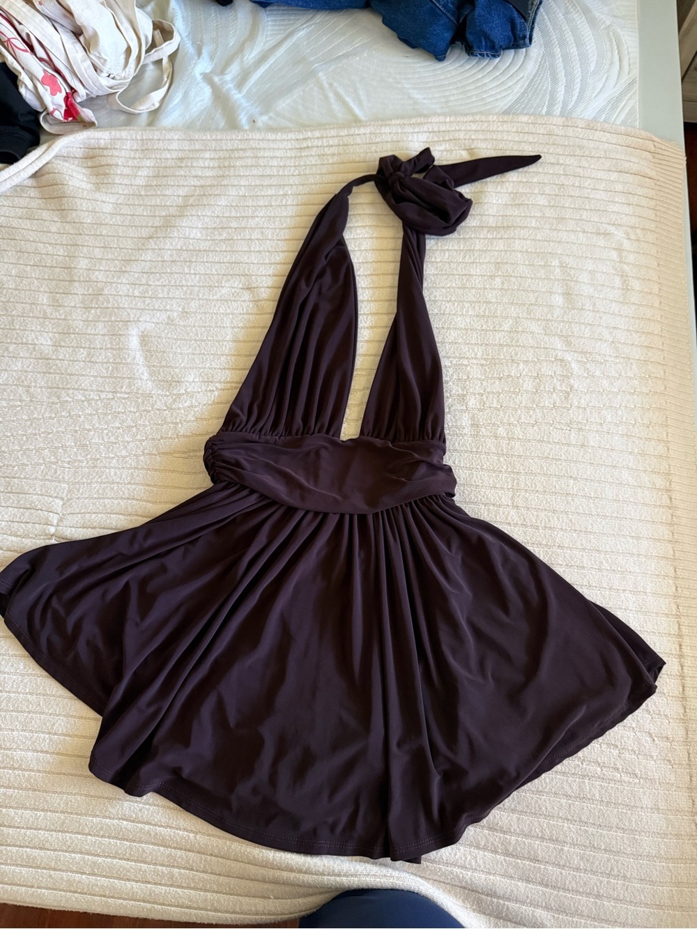 Windsor Dark Brown Halter Babydoll Romper